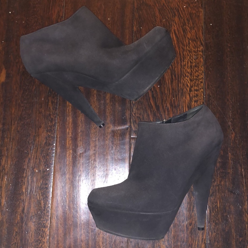 ❤️ Yves Saint Laurent Black Suede Platform Booties ❤️ F4 - Picture 9 of 15